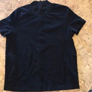 Black mock neck T-shirt with zipper back